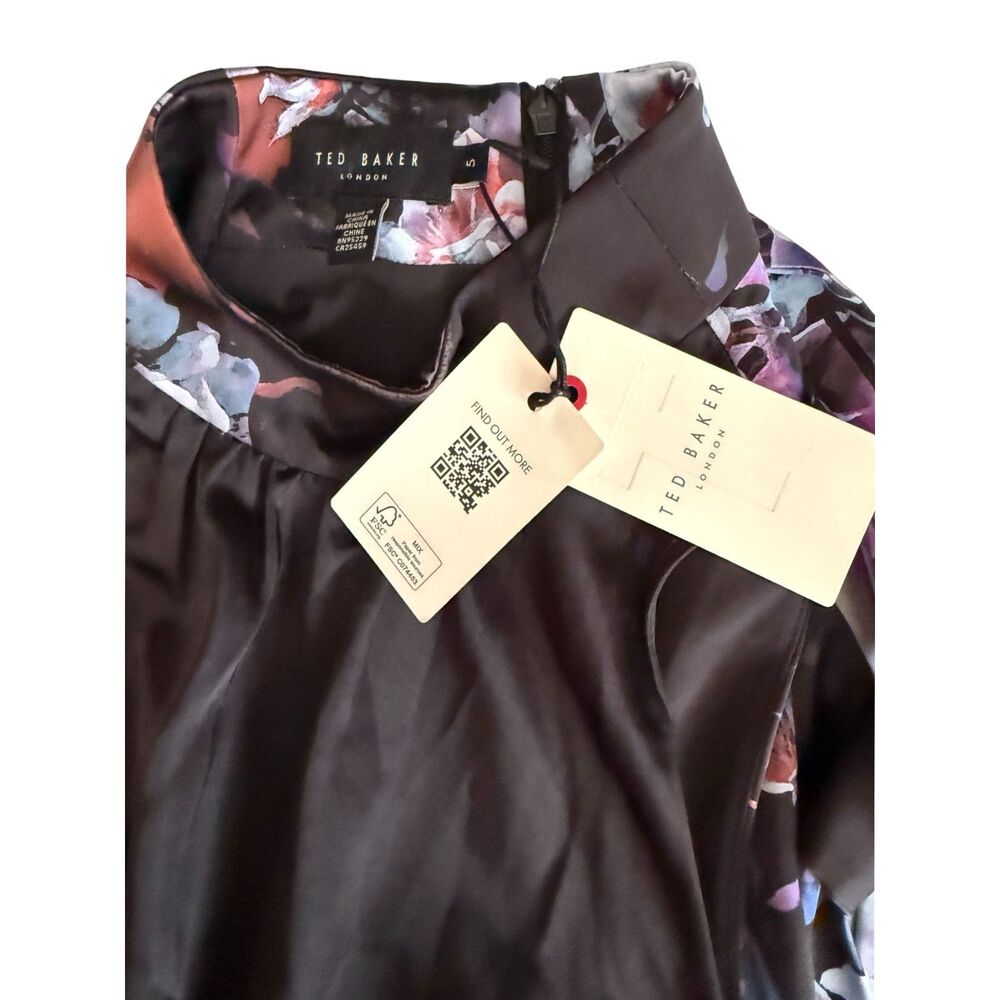 Ted Baker Floral Satin Halter Romper Jumpsuit Size 5 (US 12) NWT - Picture 5 of 8